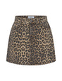 Leopardmønstret denim nederdel med lommer, knaplukning og mbyM-mærke i taljen.