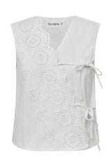 Global Funk - Top - Broderi anglaise White - Ciana Scallop