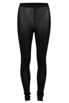 Sorte leggings med elastisk talje og tætsiddende pasform. Opsamlet ved anklerne.