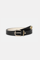 Belt with buckle - Round buckle 100% Leather - Black - Depeche