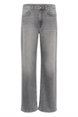 Lysegrå jeans med fem lommer og knaplukning, lige ben og let slidte detaljer.
