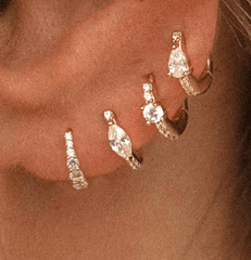 Andcopenhagen - Earrings - 18 carat gold plated 925 sterling silver - 4 pcs - 4-in-a-box zirconia