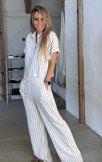 Stribet hørsæt fra Selected Femme