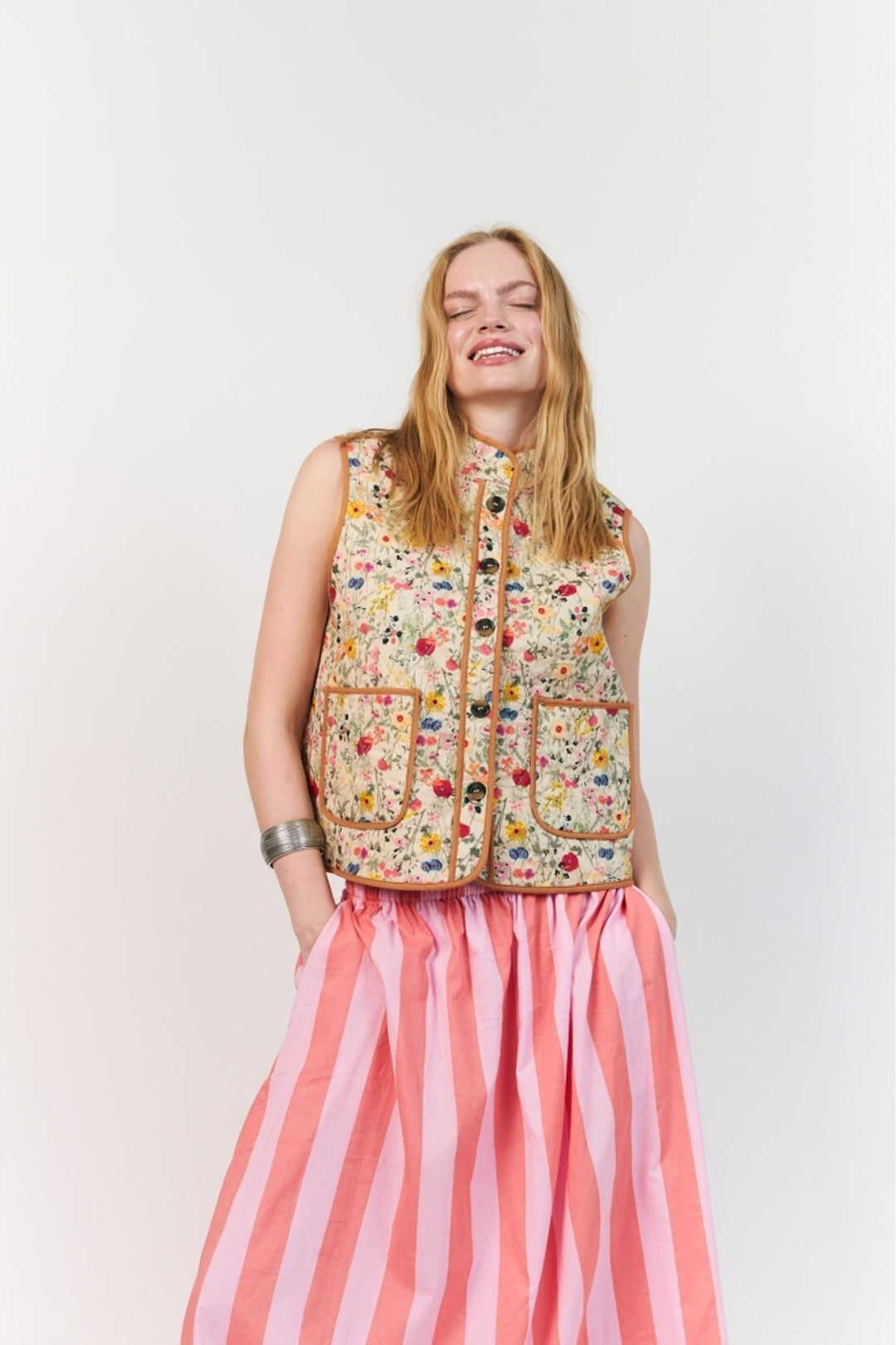 Lollys Laundry CairoLL Quilted Vest – Blomstret, 100% Bomuld