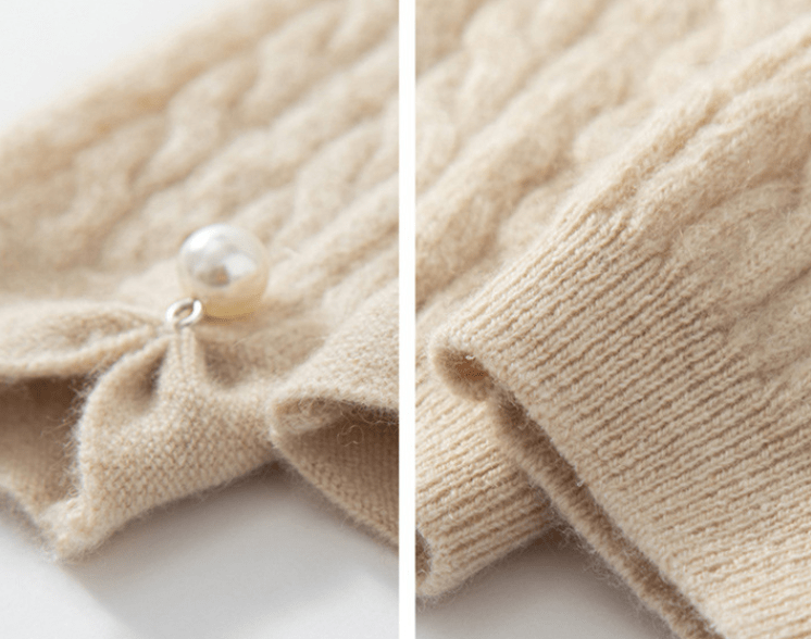 Sassy Copenhagen Accessories 100% Cashmere Håndledsvarmer med perle lang - Mai Sand - Andcopenhagen