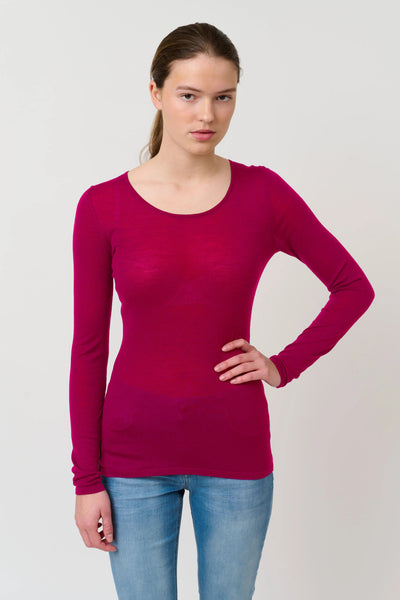 Créton Overdele 100% Merino uld - Indie bluse Raspberry pink - Créton