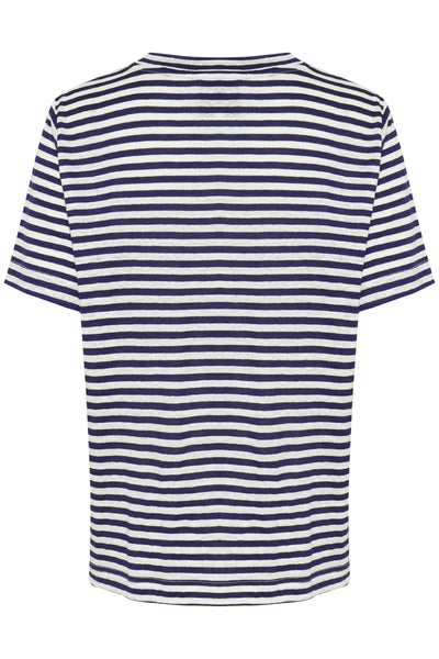 My Essential Wardrobe - T-shirt - Dark Sapphire Blue Striped - Lisa