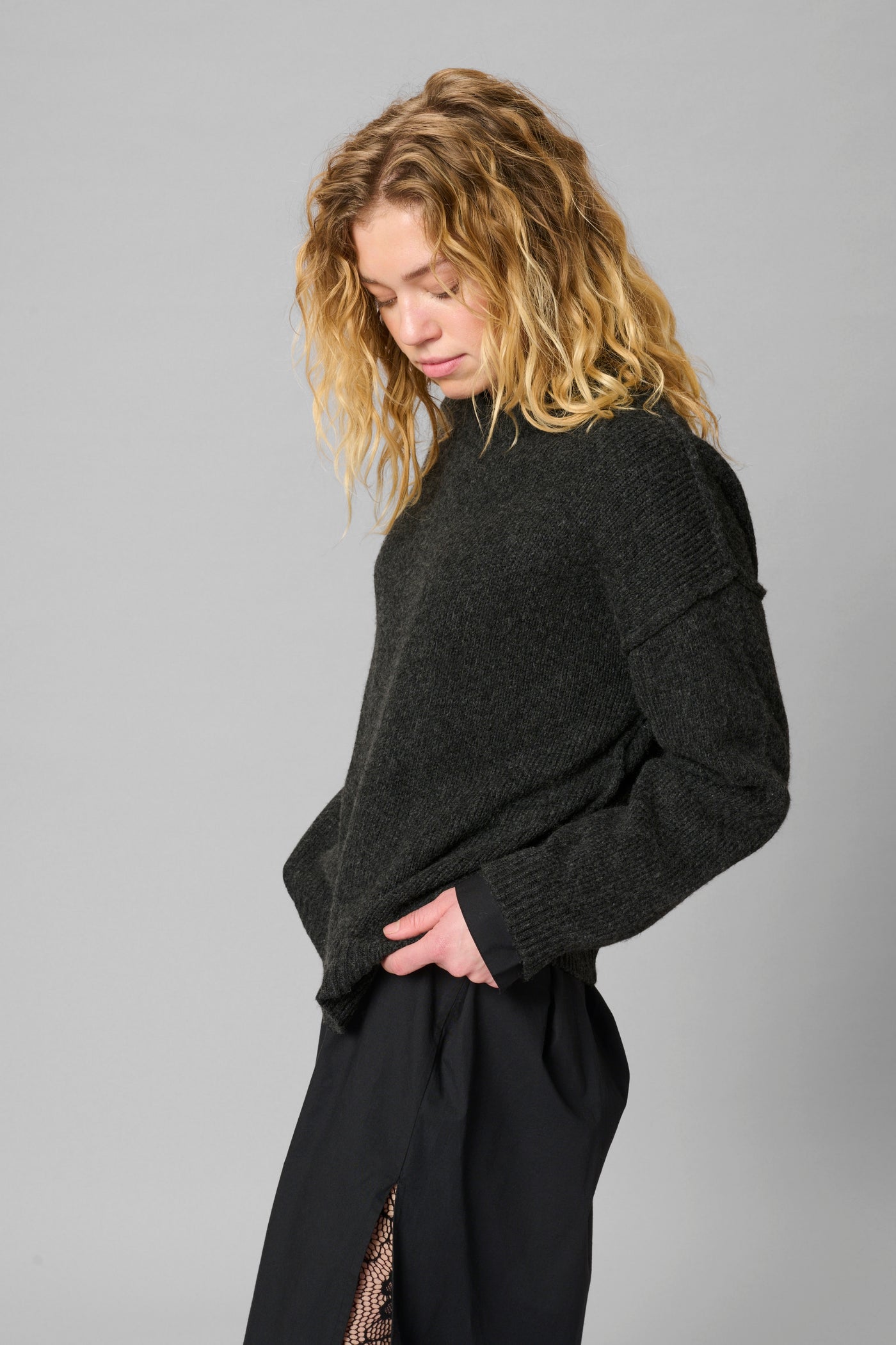 My Essential Wardrobe - Strik pullover - Dark Grey Melange - Paloma Knit
