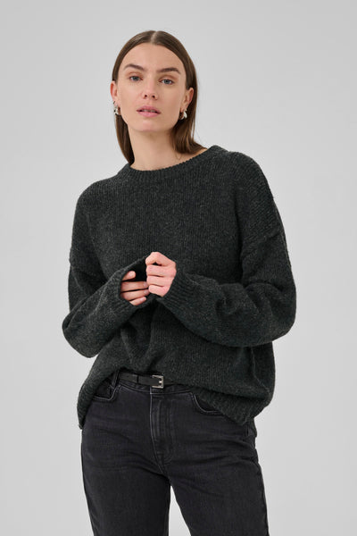 My Essential Wardrobe - Strik pullover - Dark Grey Melange - Paloma Knit