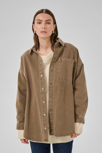 My Essential Wardrobe - Denim jakke - Tobacco Brown Washed - Malo