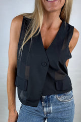 Sassy Copenhagen - Vest - Kort mesh sort - Alina