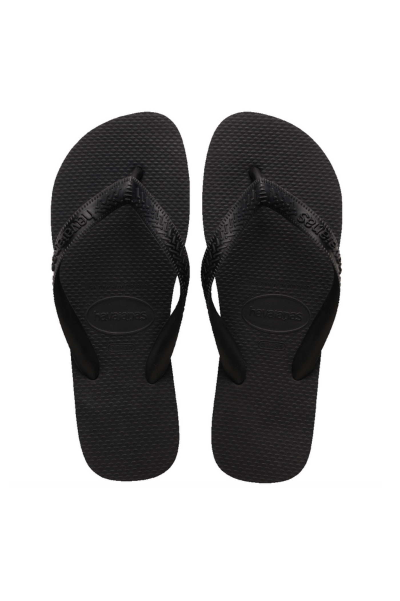 Sorte Havaianas klipklapper med tekstureret rem og klassisk flip-flop design.