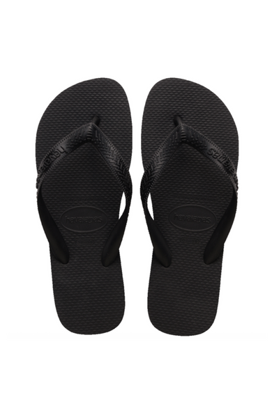 Sorte Havaianas klipklapper med tekstureret rem og klassisk flip-flop design.