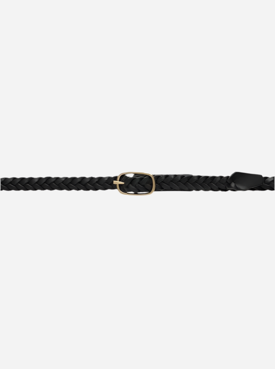 Braided belt - Black 100% leather - 15660 - Depeche