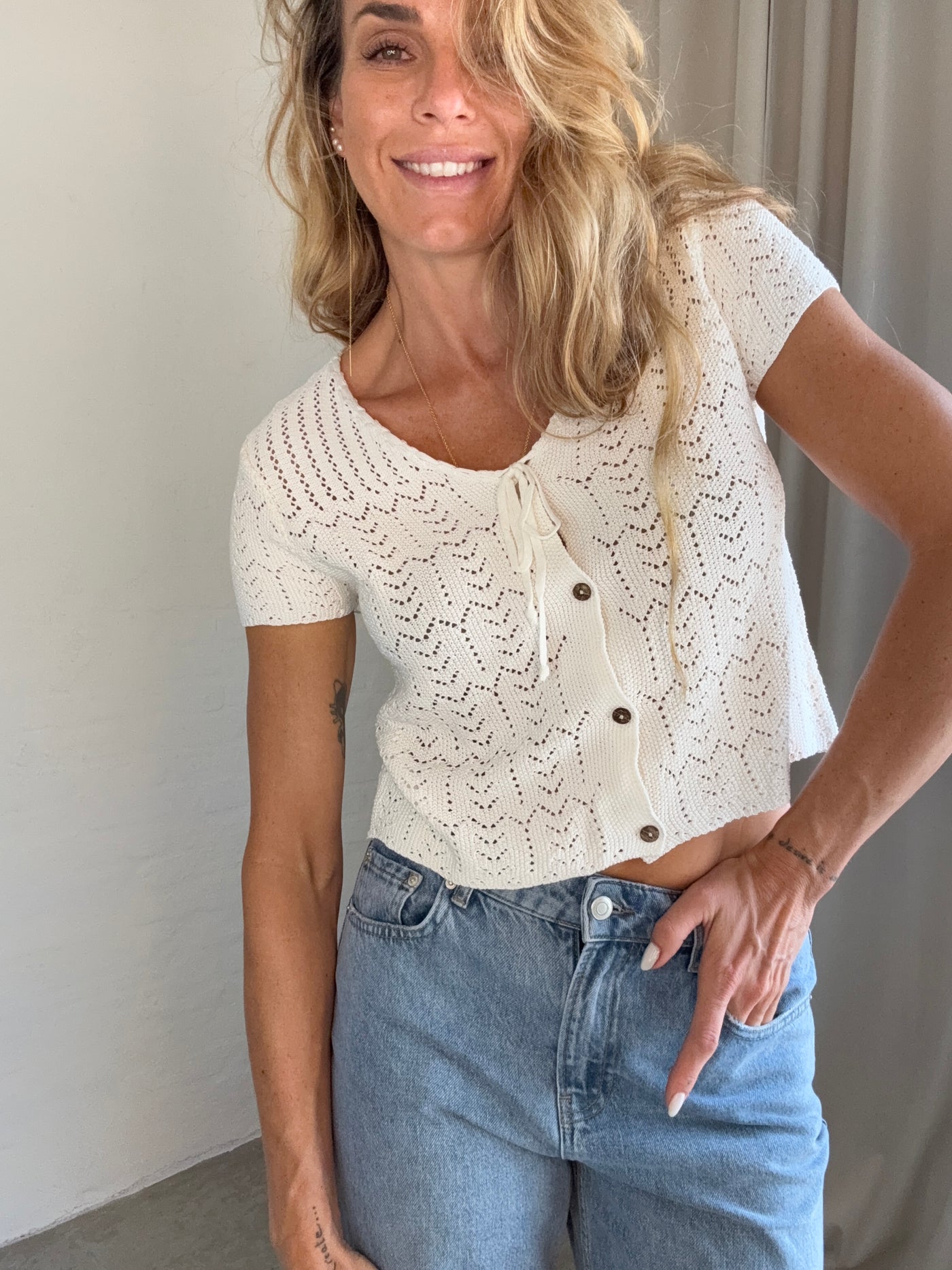Sassy Copenhagen - Strikket top  - Hvid blonde - Ella ( preorder)