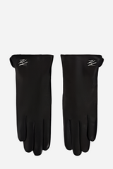 Karl Lagerfeld - Leather Gloves - Black - SIGNATURE LEATHER FF GLOVE