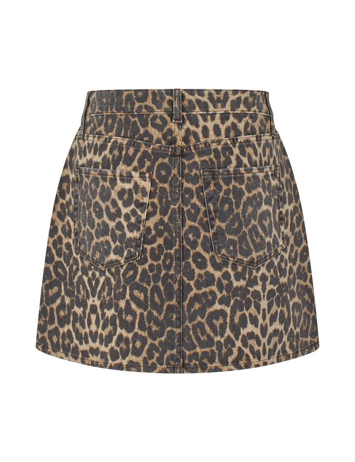 MbyM - Leo Denim Nederdel - Leopard - Sahara