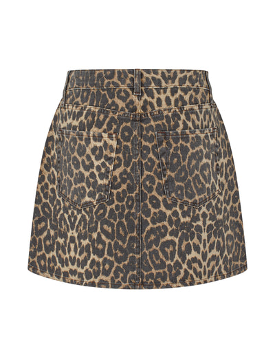 MbyM - Leo Denim Nederdel - Leopard - Sahara