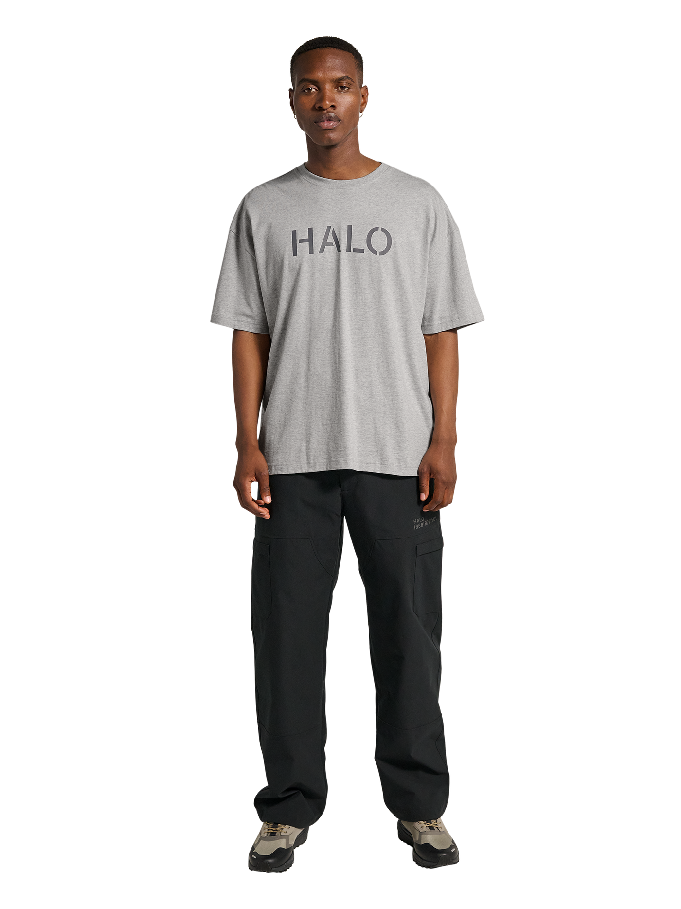 HALO - T-shirt - Light Grey Melange - Boxy