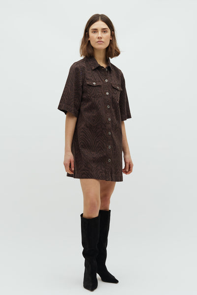 Global Funk - Denim kjole - Brown Zebra - Mira-G