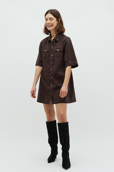 Global Funk - Denim kjole - Brown Zebra - Mira-G