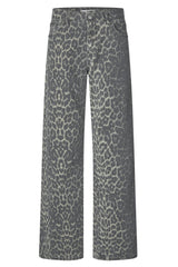 Leopard Denim Jeans - Gray Leo Cadian - Global Funk (Note M in preorder start Dec.)