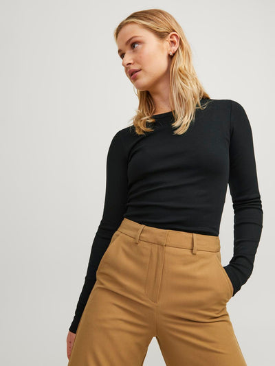 JJXX - Rib langærmet t-shirt - Sort - Freya