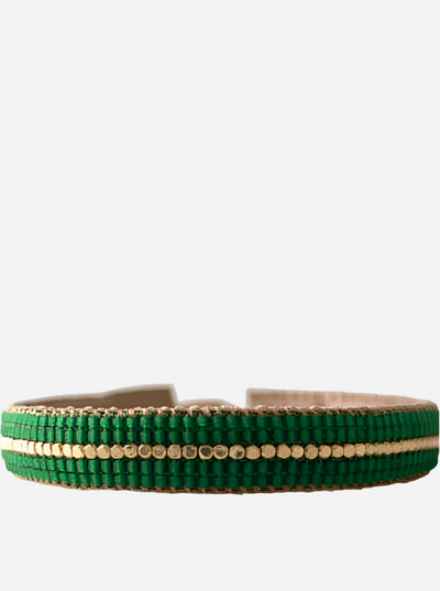 Håndlavet perle armbånd - Stripe grass - CC10 - Ibu Jewels