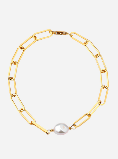 Andcopenhagen - Bracelet - 18 carat gold plated 925 sterling silver - Chunky Pearl chain