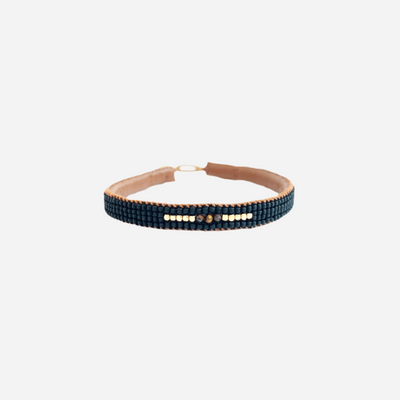 Håndlavet perle armbånd - Stone line black - CH01 - Ibu Jewels