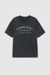 Anine Bing - T-shirt - Washed Black - Cade Tee Melrose Stencil