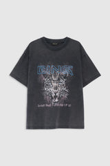 Anine Bing - T-shirt - Washed Black - Cade Tee Leo Muse