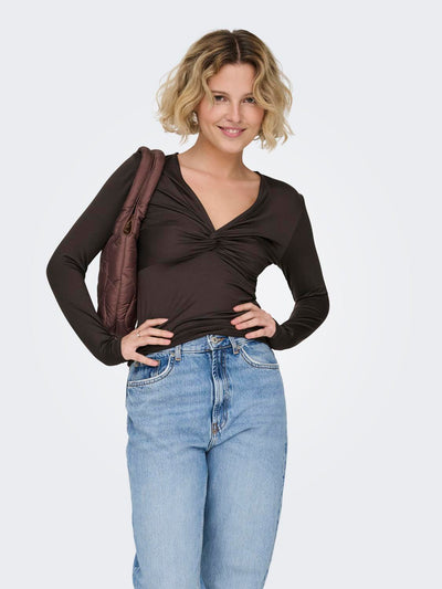 Only - Bluse - Brun - Lone Knot top