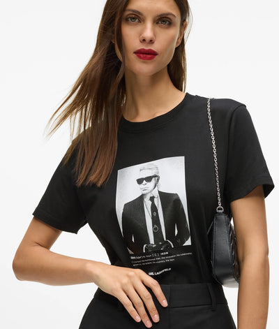 Karl Lagerfeld - T-shirt - Sort - Portrait