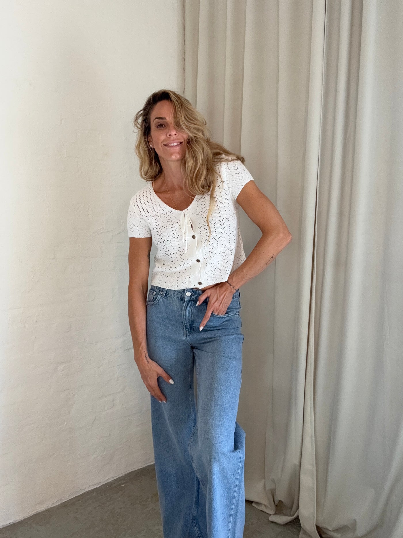 Sassy Copenhagen - Strikket top  - Hvid blonde - Ella ( preorder)
