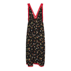 Oversize long dress - black with flowers - Beate - Female