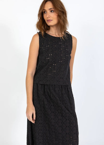 CC Heart - Top - Sort broderi anglaise - Allie
