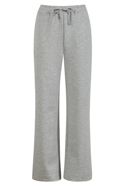 Grå sweatpants med elastisk talje, snor og lige ben. Enkel og afslappet stil.