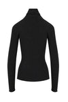 Sort turtleneck med lange ærmer og tætsiddende pasform set bagfra.