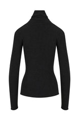 CC HEART - Turtleneck bluse - Uld - Sort - Lana