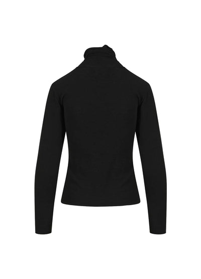 CC HEART - Turtleneck bluse - Uld - Sort - Lana