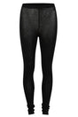 Sorte leggings med elastisk talje og tætsiddende pasform. Opsamlet ved anklerne.