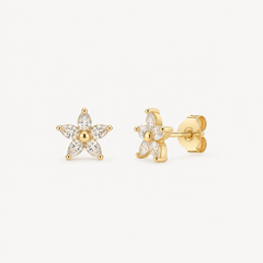 Andcopenhagen Jewelry - Earrings - 18 carat gold-plated 925 sterling silver - Viola flowers