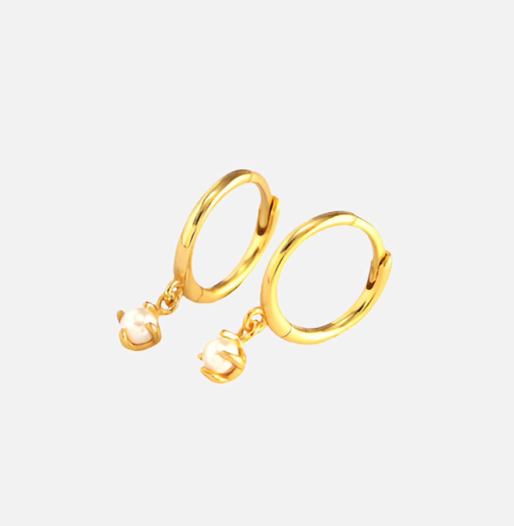 Andcopenhagen - Earrings hoops - 18 carat Gold plated 925 sterling silver - Monica Pearl