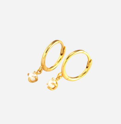 Andcopenhagen - Earrings hoops - 18 carat Gold plated 925 sterling silver - Monica Pearl