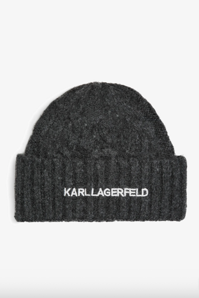 Karl Lagerfeld - Hue - Dark Grey - Cable Knit Beanie