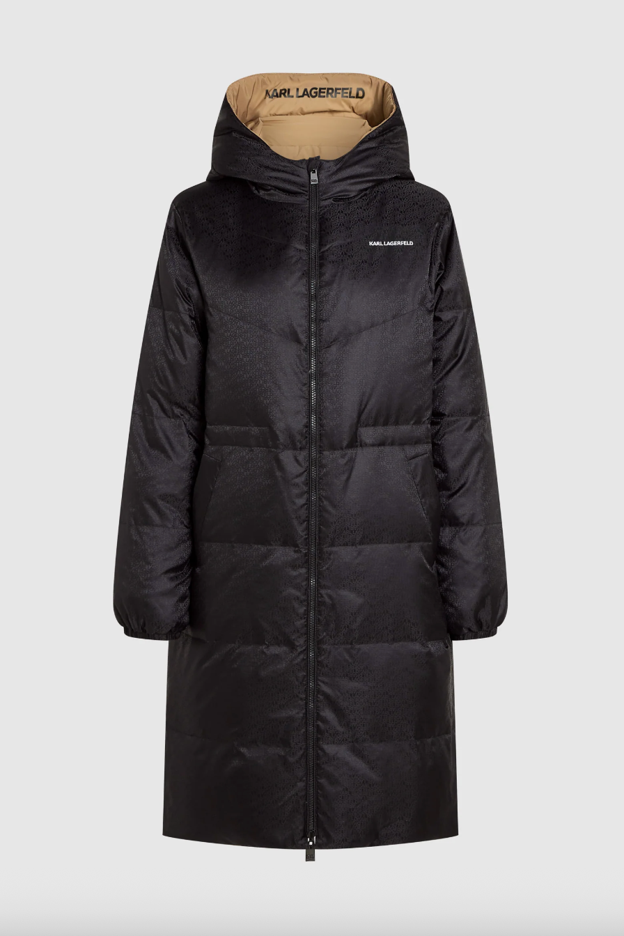 Karl Lagerfeld - Winter jacket - Black/Nougat - Reversible long logo down coat