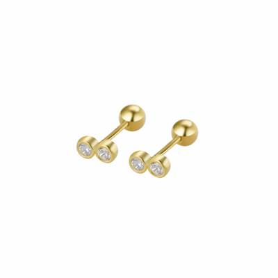 Andcopenhagen - Stud earrings - 18 carat gold plated 925 sterling silver - Dina 2 stones