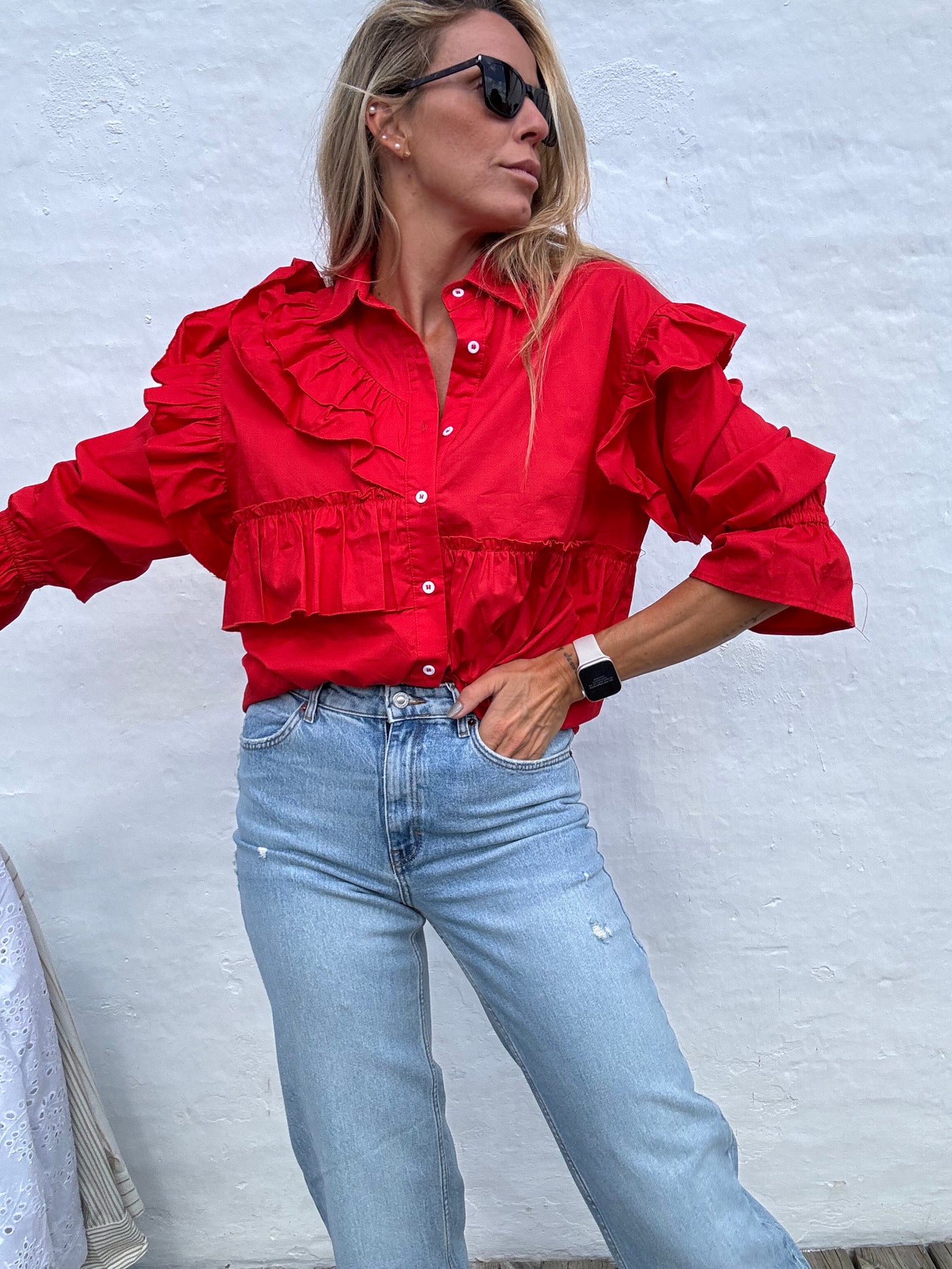 Cotton shirt - Bright red - Linea - Sassy Copenhagen