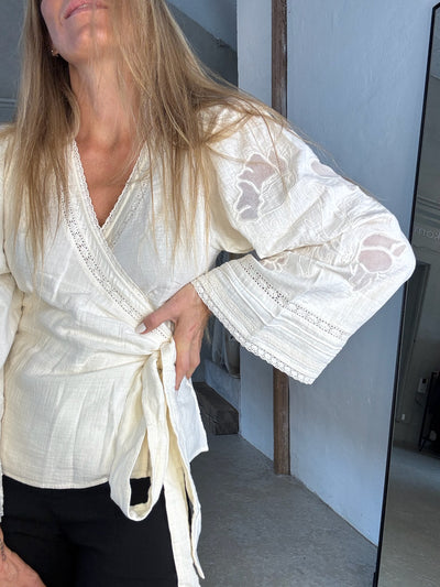 Sissel Edelbo - Wrap blouse - Off white - Winfrey